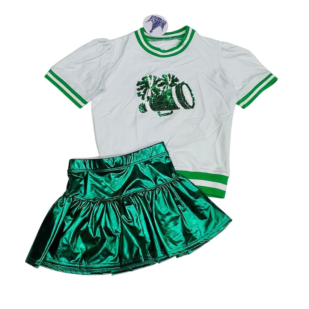 NWT Azarhia YXS (5) Green Megaphone Skort Set